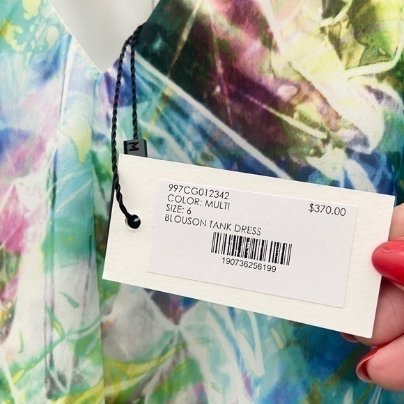 NWT Milly Blouson Celophane Multicolor Green Tank‎ Sleeveless Mini Dress - Picture 6 of 11